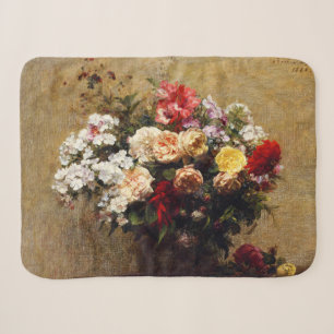 Vintage Summer Flowers by Henri Fantin-Latour Sherpa Blanket