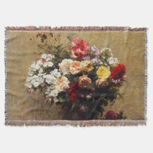 Vintage Summer Flowers by Henri Fantin-Latour Throw Blanket