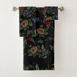 Vintage Summer Flowers Patterns Bath Towel Set