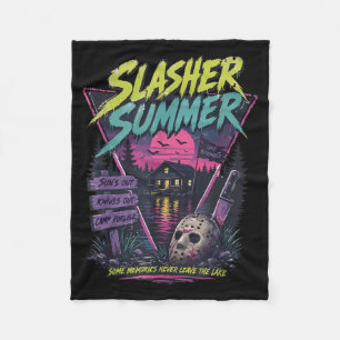 Vintage Summer Halloween Slasher Summer 80s Cute Fleece Blanket
