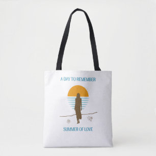 Vintage Summer of Love Romantic Beach Silhouette Tote Bag