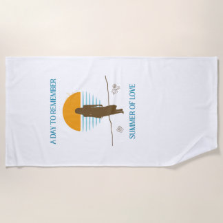 Vintage Summer of Love Romantic Beach Silhouette Towel