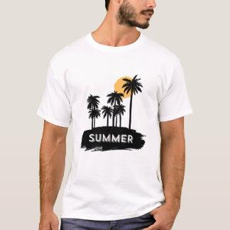 Vintage Summer Palm Trees Silhouette Beach Graphic T-Shirt