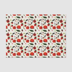 Vintage Summer Peachy Fruit Pink Flowers Butterfly Tissue Paper