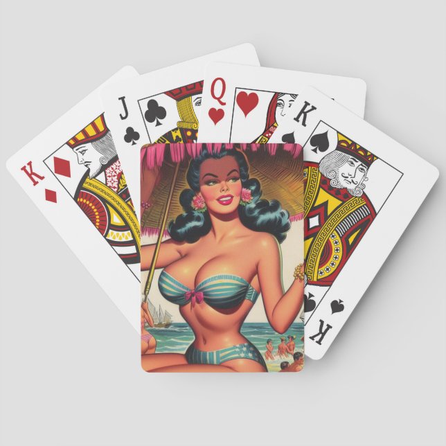Vintage Summer Pin-up Playing Cards (Back)