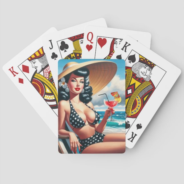 Vintage Summer Pin Up Playing Cards (Back)
