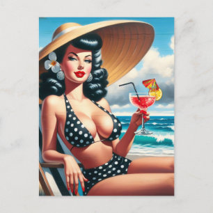 Vintage Summer Pin Up Postcard