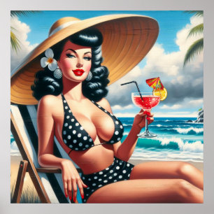 Vintage Summer Pin Up Poster