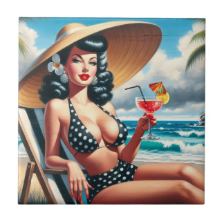 Vintage Summer Pin Up Tile