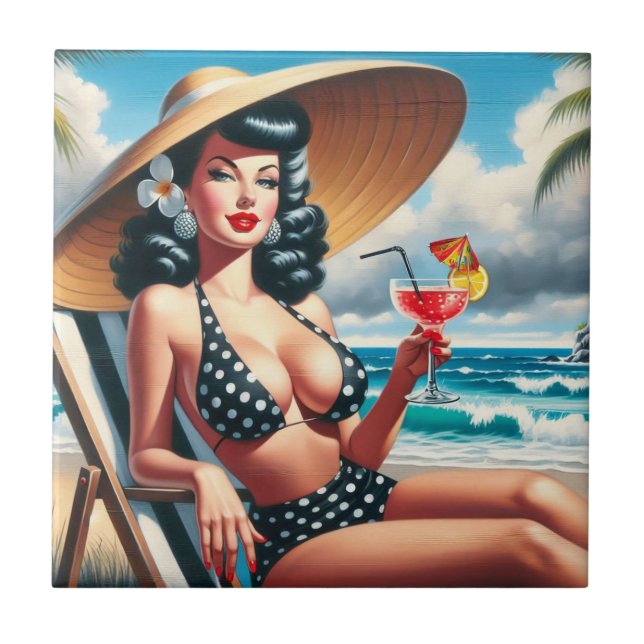 Vintage Summer Pin Up Tile (Front)