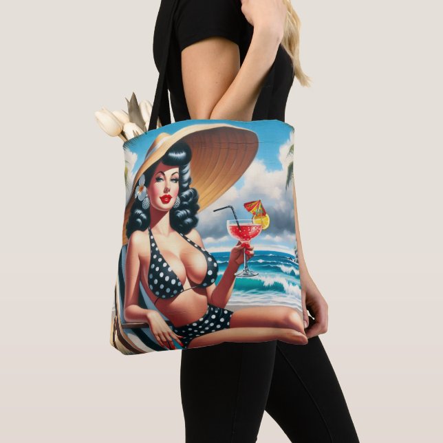 Vintage Summer Pin Up Tote Bag (Close Up)