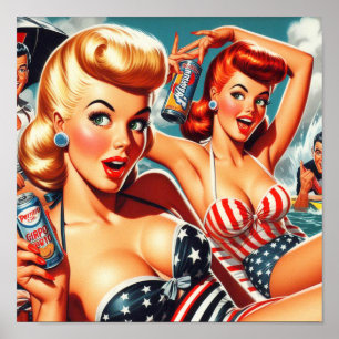 Vintage Summer Pinups Poster