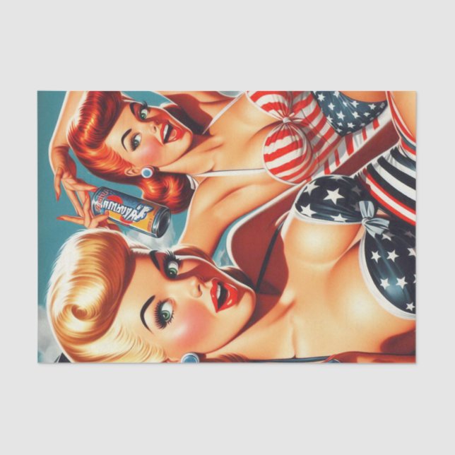 Vintage Summer Pinups Tissue Paper (Front)