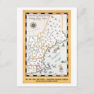 Vintage Summer Play Land New England Travel Poster Postcard