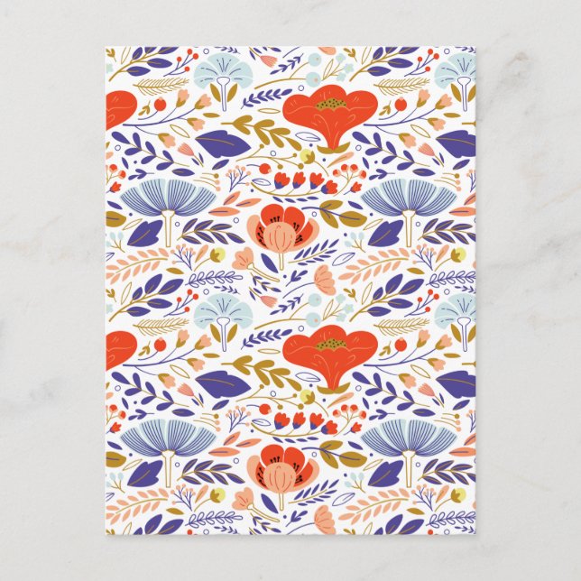 Vintage Summer Poppy Wildflowers  Announcement Postcard (Front)