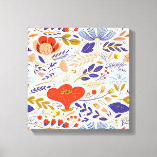 Vintage Summer Poppy Wildflowers Canvas Print
