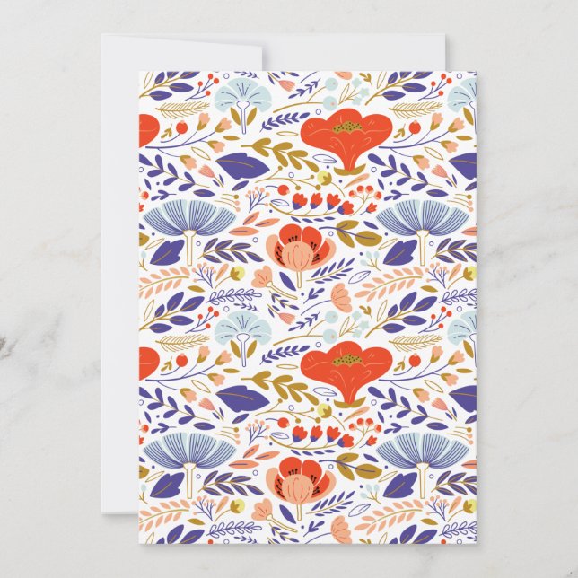 Vintage Summer Poppy Wildflowers  Holiday Card (Front)