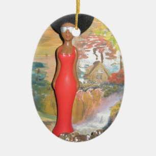 vintage summer Red.png Ceramic Tree Decoration