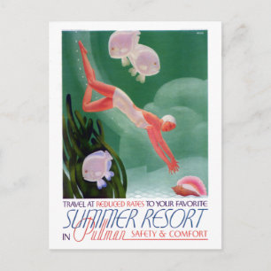 Vintage Summer Resort Railway Travel Postcard