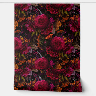 Vintage Summer Romanticism Maximalism Moody Floral Wallpaper