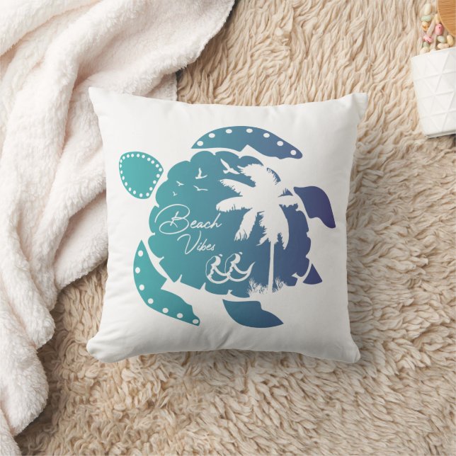 Vintage Summer Sea Turtles Cushion (Blanket)