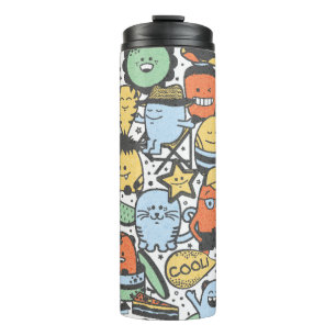 vintage summer seamless pattern with funny monster thermal tumbler