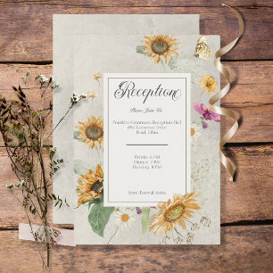 Vintage Summer Sunflower Floral Reception Enclosure Card