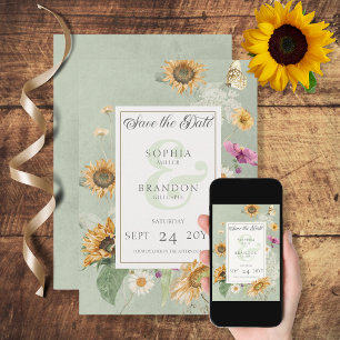 Vintage Summer Sunflower Floral Save the Date Card