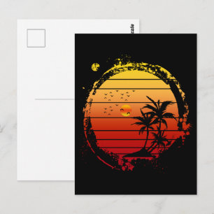 vintage summer sunset beach vacation postcard