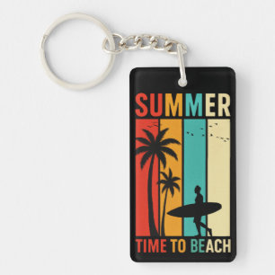 Vintage Summer Surfer Palm Beach Vibes Keychain