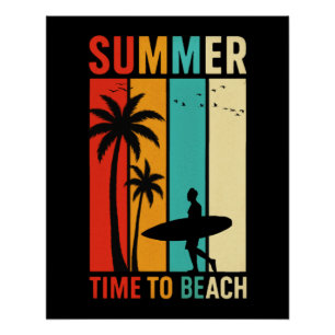 Vintage Summer Surfer Palm Beach Vibes Poster