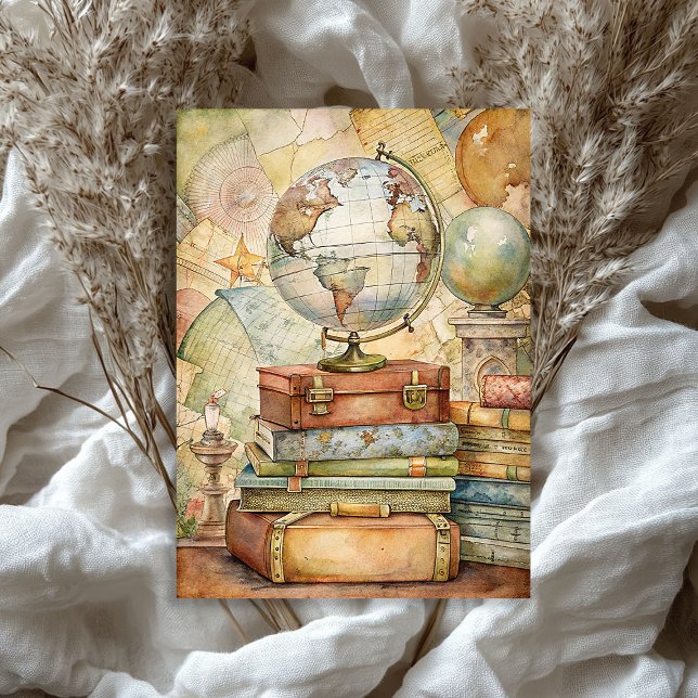 Vintage summer vacation suitcases globe map tissue paper (Vintage summer vacation suitcases globe map tissue paper)
