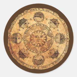 Vintage Sun and Eclipse Classic Round Sticker