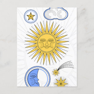 Vintage Sun and Moon Announcement Postcard
