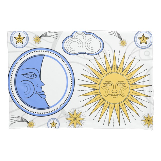 Vintage Sun and moon Pillowcase (Front)