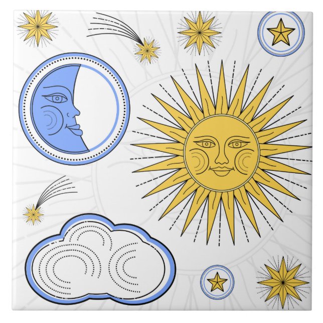 Vintage Sun and Moon Tile (Front)