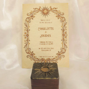 Vintage Sun and Star Wedding Invitation Warm Toned