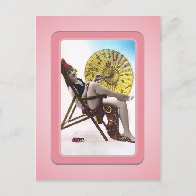 Vintage Sun Bather Beach Babes Postcard (Front)