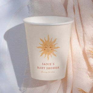 Vintage Sun Boho Sunshine Baby Shower Paper Cups