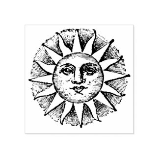 Vintage Sun Face Rubber Stamp