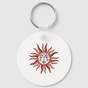 Vintage Sun In Circus Carnival Style Sticker Key Ring