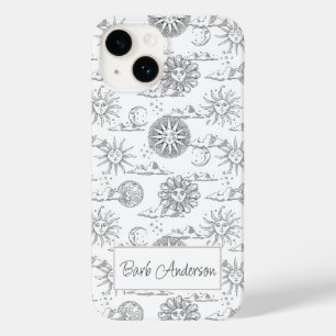 Vintage Sun Moon Celestial Pattern Personalised Case-Mate iPhone 14 Case