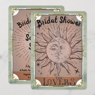 Vintage Sun Moon Duality Lovers Tarot Bridal Invit Invitation