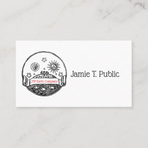 Vintage Sun Moon Stars Ocean Planet Earth Drawing Business Card
