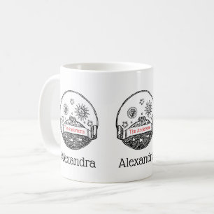 Vintage Sun Moon Stars Ocean Planet Earth Drawing Coffee Mug