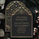 Vintage Sun Moon Tarot Card Arch Wedding<br><div class="desc">Set the tone for a mystical union with these vintage tarot-inspired wedding invitations showcasing a stunning sun, moon, and stars design in an elegant arch frame, with black and gold accents. Perfect for celestial and timeless celebrations! The gold featured in this design is NOT real foil and is printed flat....</div>