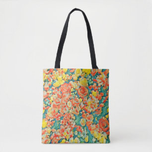 Vintage Sun Roses Floral Blossom Garden Tote Bag