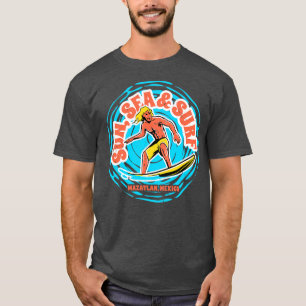 Vintage Sun Sea Surf Mazatlan Mexico Retro Surfing T-Shirt