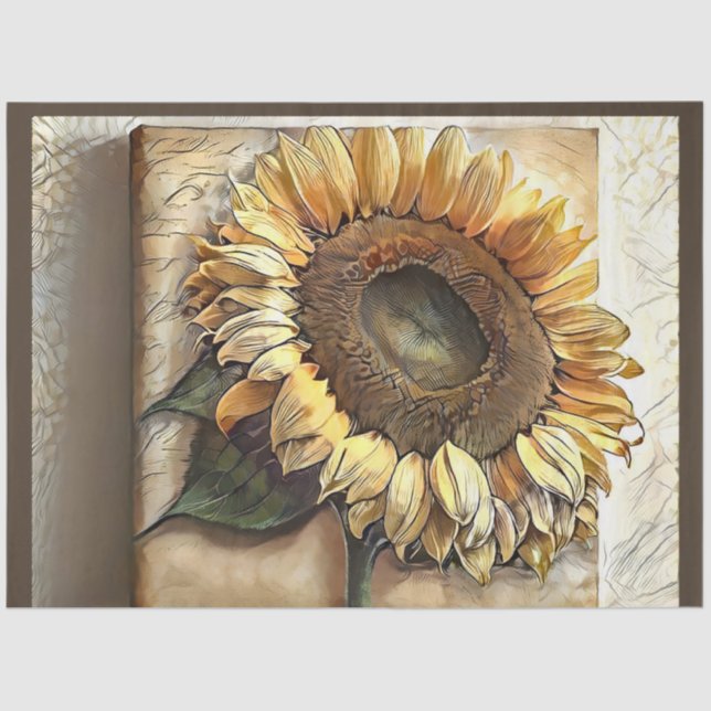 Vintage Sun Sunflower Modern Art Collection Tissue Paper (Front)