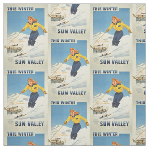 Vintage Sun Valley, Idaho customizable fabric
